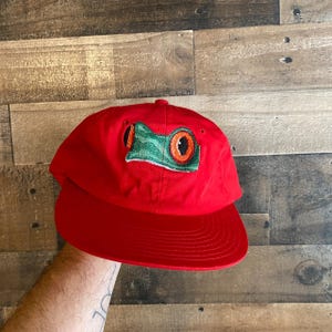 Frog Strapback Hat True Vintage Sewn Cap Smaller Adult Youth Teen Yupoong Red Green 90s Y2K