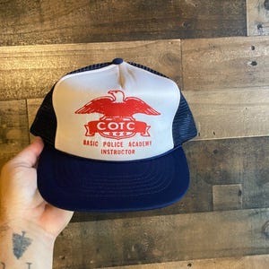 Basic Police Academy Instructor Snapback Hat Foam Front Rope Cap COTC Law Adult Mens Trucker Capital Vtg
