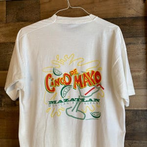 Cinco de Mayo T-shirt True Vintage 1995 Adult XL Mazatlan Mexicaans restaurant dubbelzijdig VS gemaakt T-shirt Fruit Of The Loom Best
