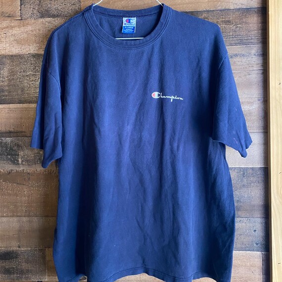 ビンテージ USA製Champion ネイビー無地Tシャツ XLサイズ美品 チャンピオン Tシャツ ヴィンテージ 大人用 XL 無地 ネイビーブルー