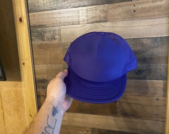 Plain Purple Snapback Hat Foam Front Rope Cap Trucker NEW Deadstock Adult