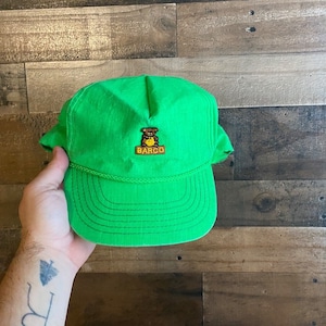 Barco Bear Snapback Hat Rope Patch Cap Neon Green USA Made Adult Mens Dad Vtg