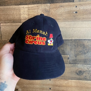 Al Menah Shrine Circus Strapback Hat Vintage Sewn Cap Adult Mens Dad Shriners ATT Headwear
