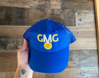 GMG Snapback Hat Trucker Cap Blue Yellow White Sewn Adult Mens Dad Big X Brand