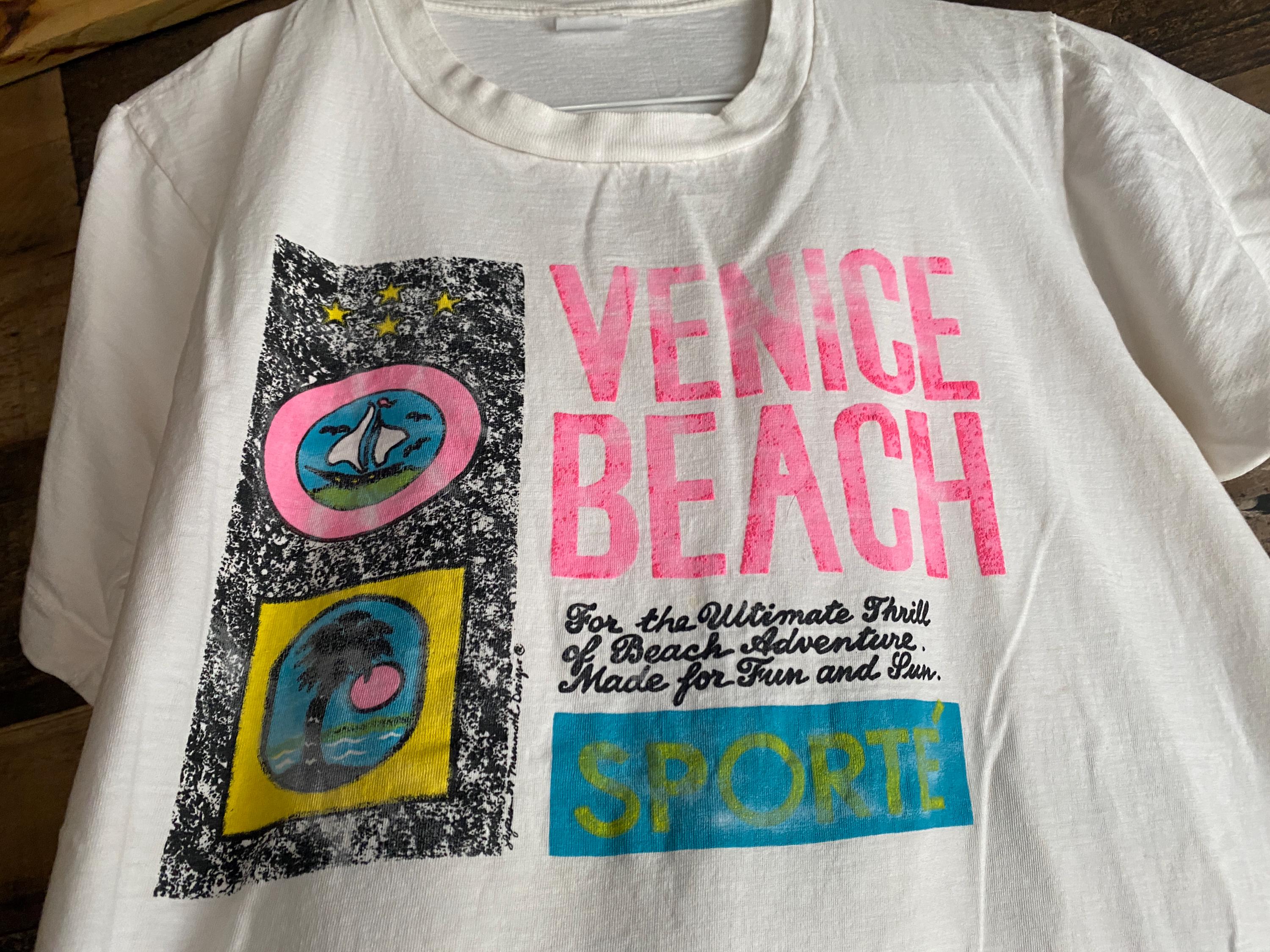 Venice Beach Sporte T-shirt True Vintage Fits Adult SZ M/L White