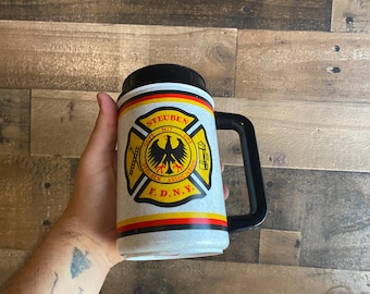 Steuben FDNY reismok vintage drankje warm koud VS gemaakt dubbelzijdig Gott Mit UNS
