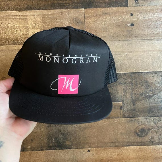 Certainteed Monogram Snapback Hat Trucker Cap Bla… - image 1
