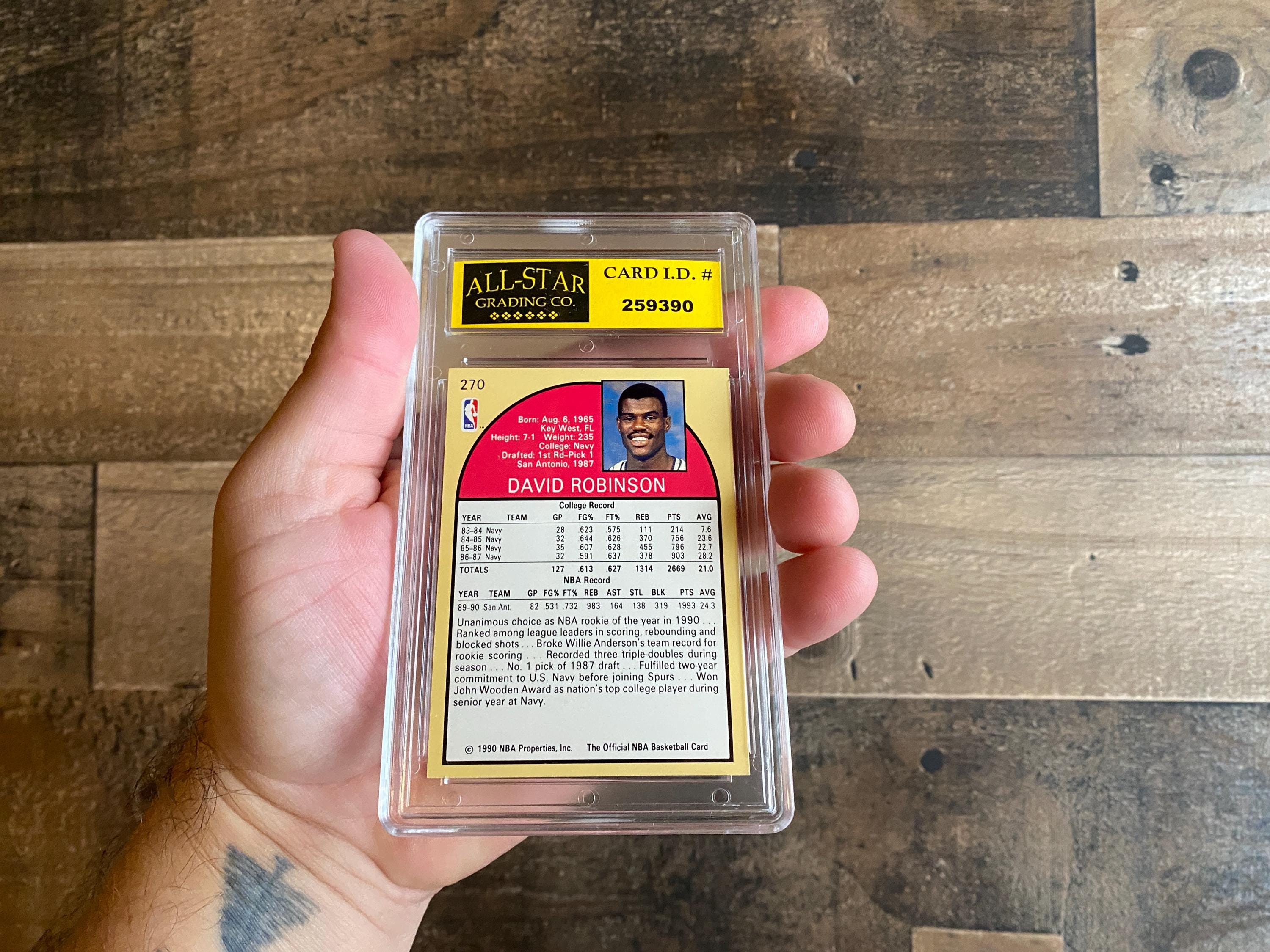 David Robinson Rookie of the Year NBA Properties Card Vintage 1990