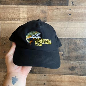 Caledonia Sportsmen Club Snapback Hat True Vintage 90s Y2K Adult Mens Cap Fishing Hunting Outdoors Sewn Michigan Enza