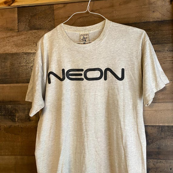 Alore Neon T-Shirt True Vintage Adult Large USA Made Gray Black Absolute Quality Tee