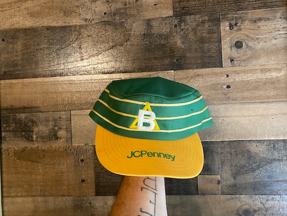 JC Penney Snapback Hat Cap Letter B Green Yellow Three