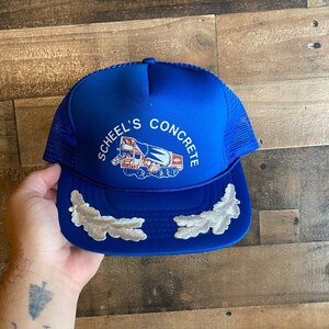 Scheel's Concrete Snapback Hat Foam Front Rope Cap Leave SZ M/L Mens Trucker Adult Nova Leaves Scrambled Eggs Vtg