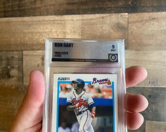 Ron Gant Card Vintage 1990 Graded 9 Mint Fleer Atlanta Braves Slab
