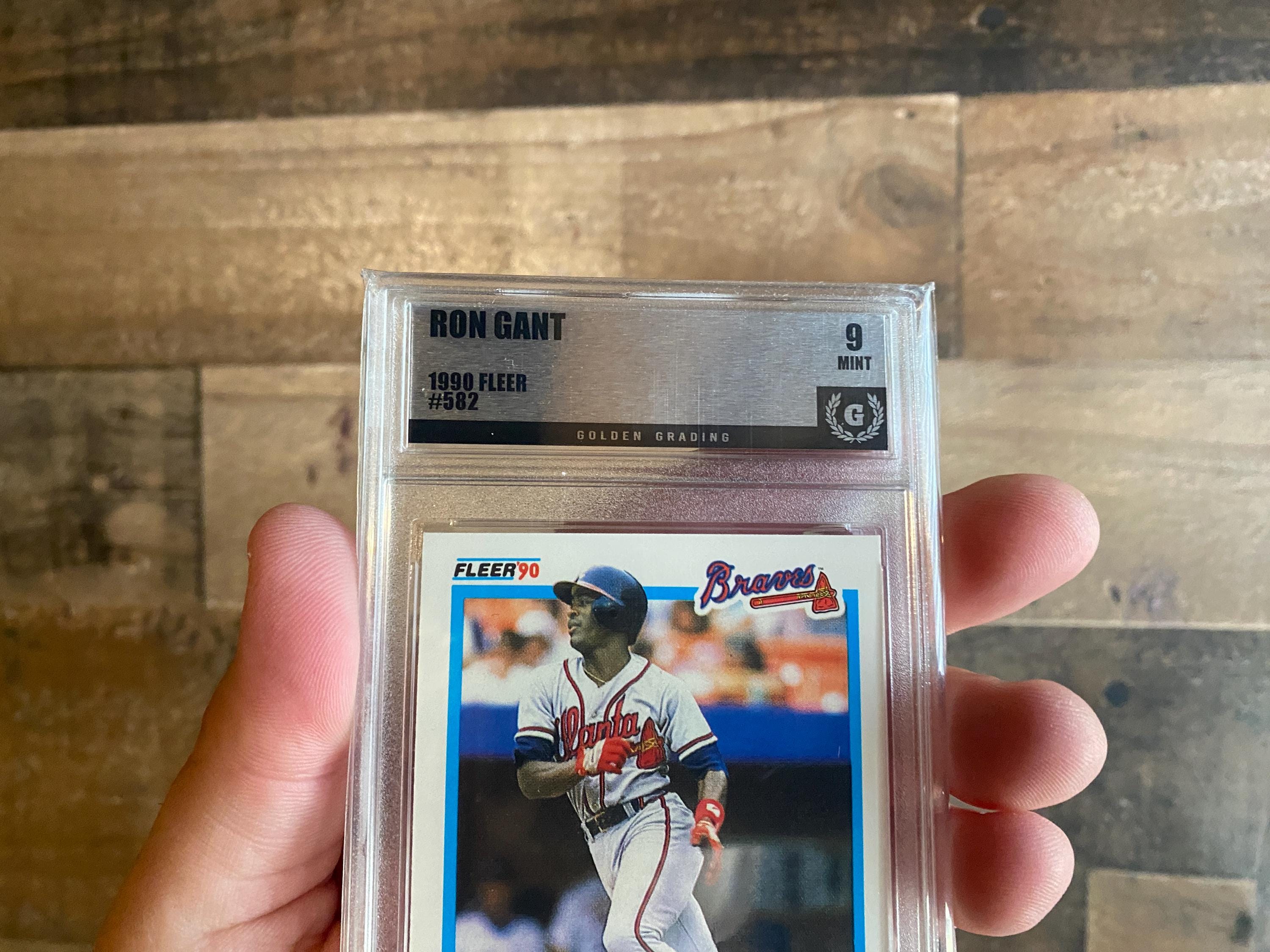 Ron Gant Card Vintage 1990 Graded 9 Mint Fleer Atlanta Braves Slab