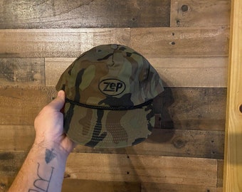 Zep Snapback Hat Camo Rope Cap Green Brown Black Adult Mens Dad Hunting Fish Aspen Brand