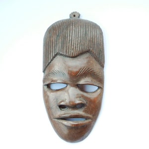 Vintage African Decorative Wooden Mask ,Wall Hanging Hand carved Mask, African Female Face Tribal Mask ,Ethnic Decoration,Ethnic Decoration