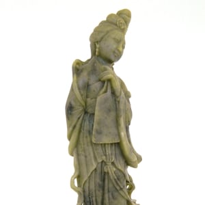 Antique Jade Chinese Woman Statue Carving, Hand carved Jade stone,Chinese Jade Figurine,Rare Collectible Nephrite Jade,Oriental Decor