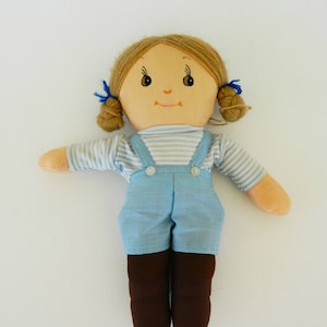 Bambola di pezza vintage, bambola da collezione anni '80, bambola retrò fatta a mano, bambola di stoffa vintage, bambole vintage