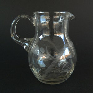 Vintage Crystal Jug,Vintage Crystal ware, Wine Serving Jug,Small Crystal Pitcher,Etched Floral Design Jug,Vintage Homeware