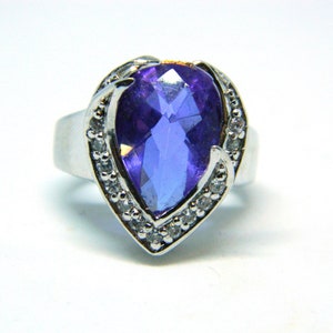 Amethyst Ring, Vintage Silver Ring ,Big Amethyst Gemstone Silver Ring,Handmade Ultraviolet Vintage Ring,925 Silver Ring,Vintage Jewelry