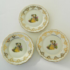 Plato coleccionable vintage Johann Haviland de Baviera, Alemania, platos Art Déco, juego de 3 platos de postre antiguos, artículos para el hogar vintage