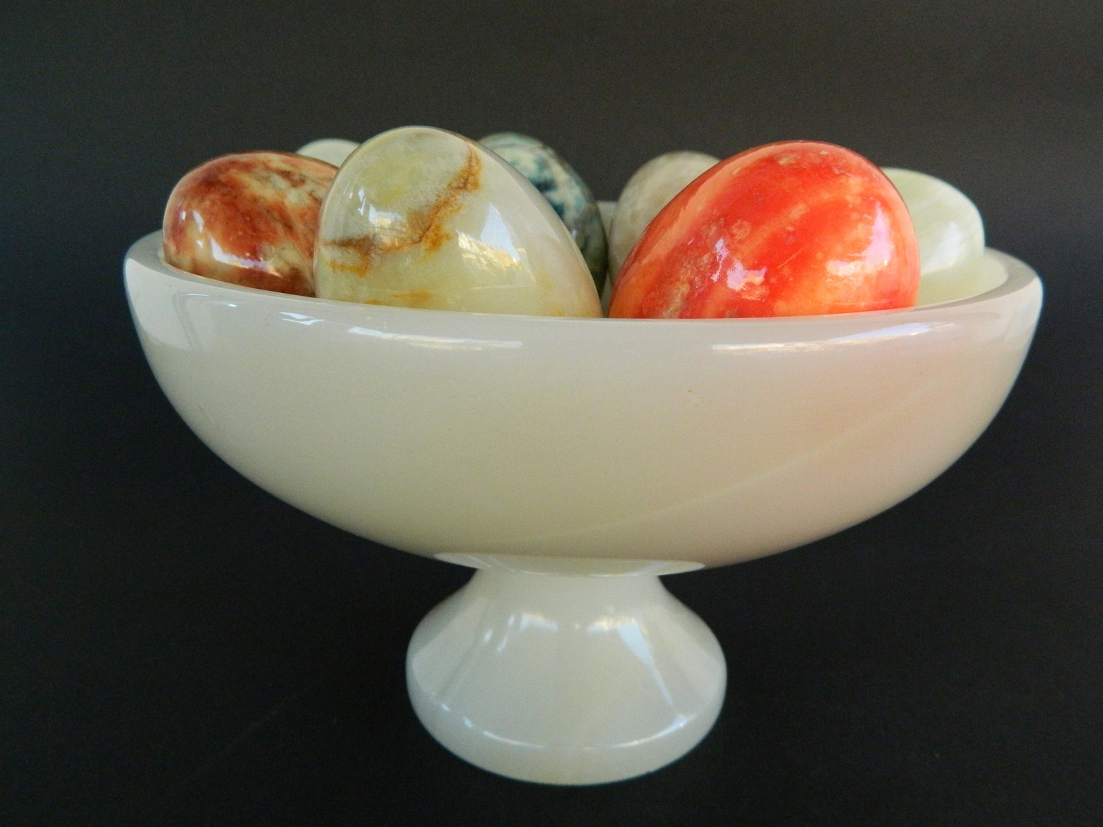 Vintage Italian Onyx Pedestal Bowl With 7 Alabaster Marble Etsy