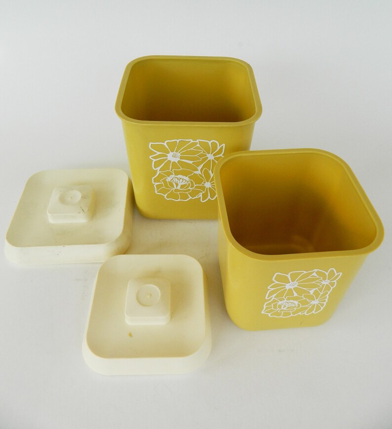 Set of Two American Plastic Canisters, Rustic Kitchenware, Vintage