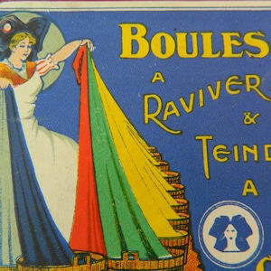 Rare Fabric Dye L&#39; Alsacienne, Antique Violet Blue Fabric Dye Sealed, 1920&#39;s Boules de Teinture  L&#39; Alsacienne, Collectible Fabric Dye