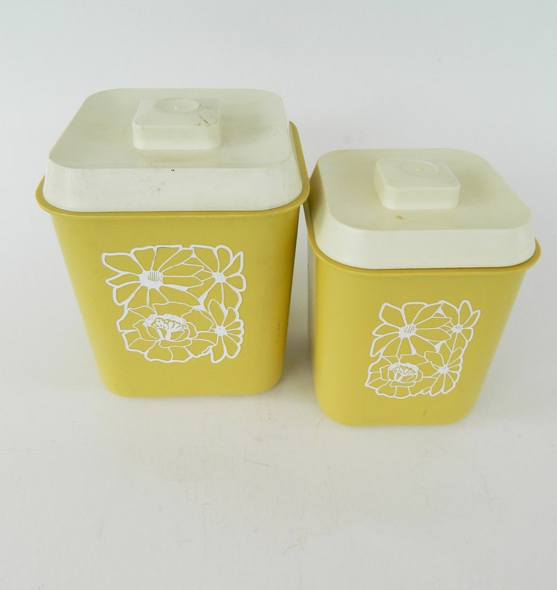 Set of Two American Plastic Canisters Rustic Kitchenware Etsy