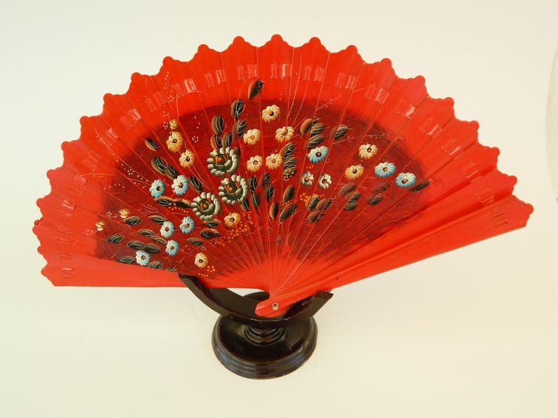 Vintage Wooden Fan Spanish Fandecorative Wooden Fan Hand Etsy