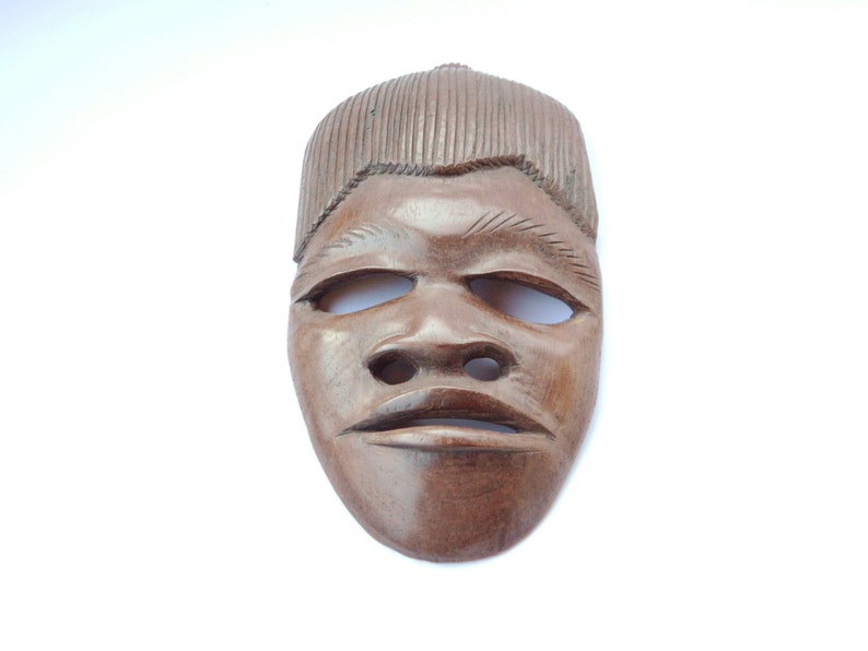 Vintage African Decorative Wooden Mask ,wall Hanging Hand Carved Mask