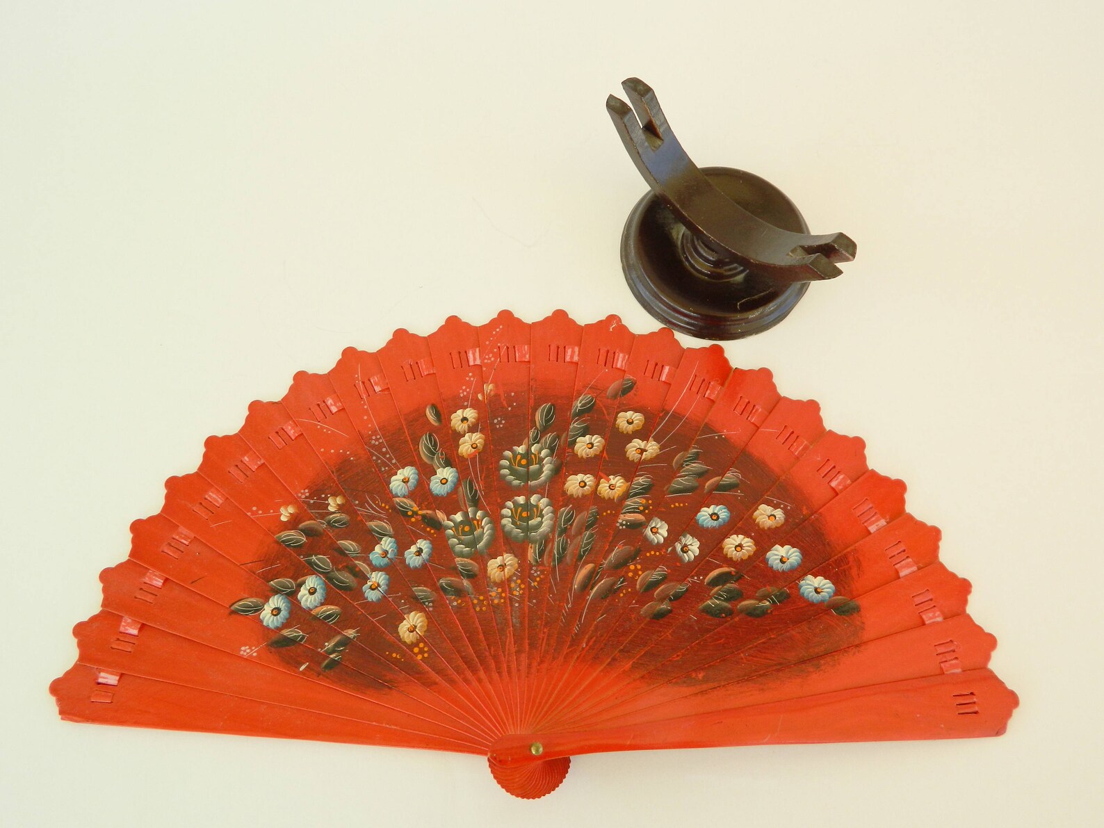 Vintage Wooden Fan Spanish Fandecorative Wooden Fan Hand Etsy