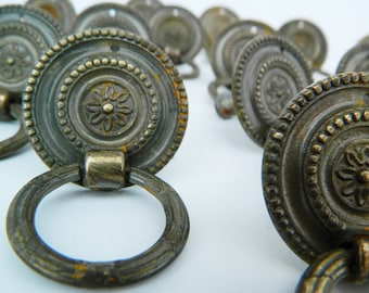 Vintage Brass Cabinet Knobs, Set of 16, Rustic Door Hardware