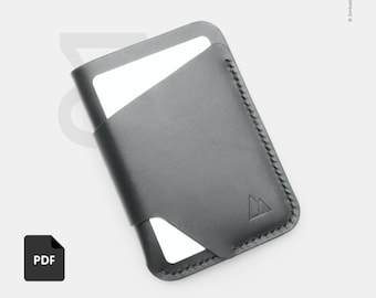 Leather Card Holder Pattern PDF – Slim Minimalist Strap Wallet Template, Beginner Leathercraft Instant Download