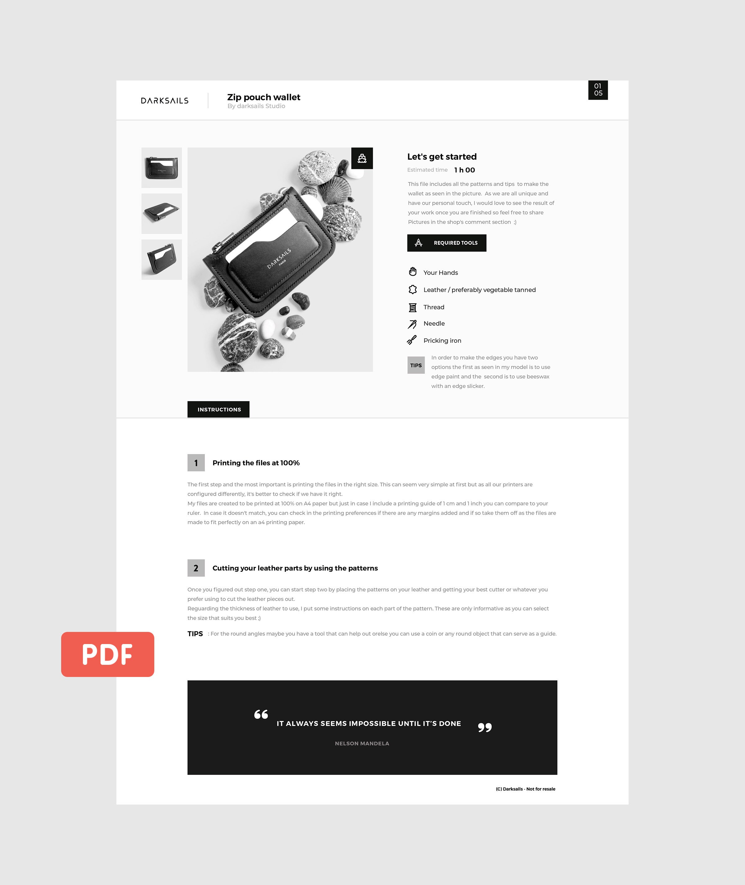 Leather Pattern PDF Zip Pouch Wallet Instant Download Etsy