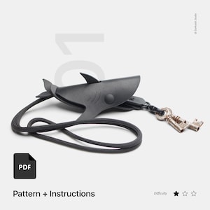 Leather Whale Shark Keychain PDF Pattern - DIY Guide & Template - Handcraft Your Own Playful and Clever Key Holder for Everyday Adventures