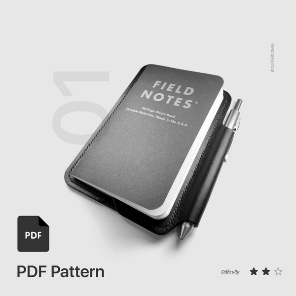 Patron de support de carnet de notes en cuir -  PDF imprimable sur papier A4 - fonctionne avec les recharges Moleskine et field notes