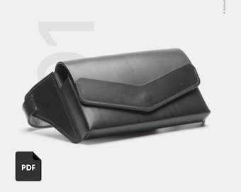 Leather Belt Bag Pattern – Envelope Hip Bag, Snap Closure, Card Slots (PDF Download)