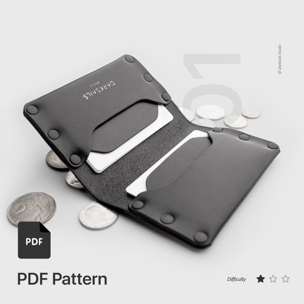 Modèle PDF de porte-cartes à rivets en cuir - Guide et modèle de bricolage - Créez votre propre portefeuille de cartes à deux volets pour un usage quotidien et les voyages