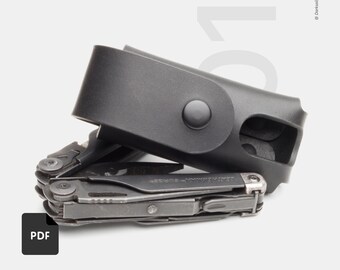 Leather Multitool Sheath Pattern PDF – Belt Holster Template, DIY Leathercraft Instant Download
