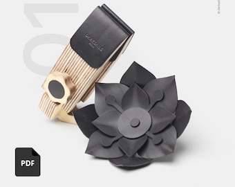 Leather Flower Pattern PDF – Decorative Lotus template, Valet Tray, No-Stitch Beginner Leatherworking Instant Download