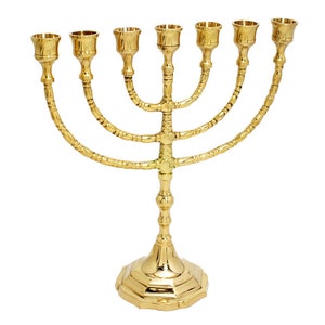 Custom Engraved Authentic 12 Inch / 30 cm Height Brass Copper Israel Vintage Menorah Candle Holder Israel Judaica Art Gift + Your Engraving