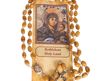 Genuine Precious Olive Wood Rosary With Jerusalem Soil Bless From Holy Sepulchre