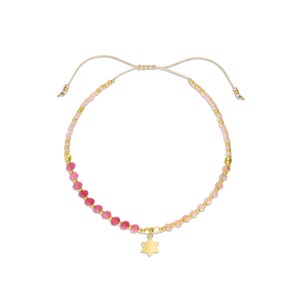 18K Gold Davidstern Anhänger & Natürliche Perlen Edelsteine Energie Klassische Magen David Handgemachte Armband, Sizeble Dainty Jewellery dünnes Armband