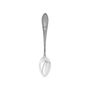 Silver 925 Decorated 4 Inch / 100 mm CUSTOM ENGRAVED SPOON For Baby Birth Tea / Coffee Vintage Handmade Spoon With Personalized Text