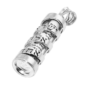 Silver 925 Pendant Of Spiral Mezuzah With Shma Israel Scroll Jewish Prayer Charm Gift + FREE Silver Chain