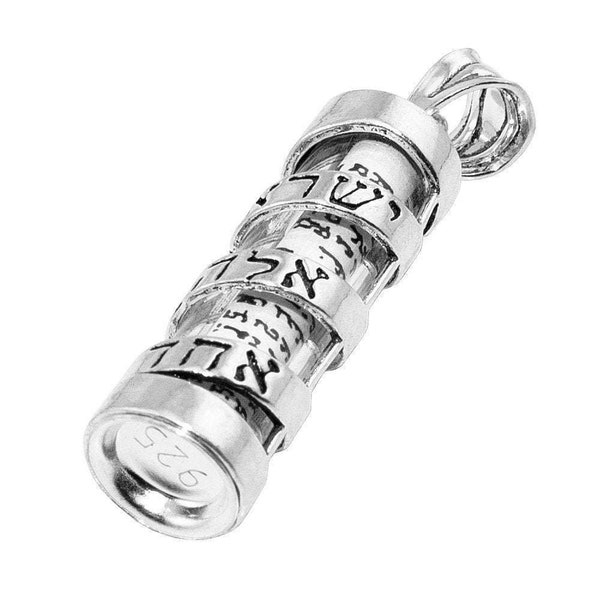 Silver 925 Pendant Of Spiral Mezuzah With Shma Israel Scroll Jewish Prayer Charm Gift + FREE Silver Chain