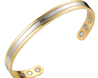 Personalized Bio Medical Magnetic Titanium & Copper HYPOALLERGENIC Health Bracelet Effective Pain Relief, Arthritis, Gift Cuff Bracelet