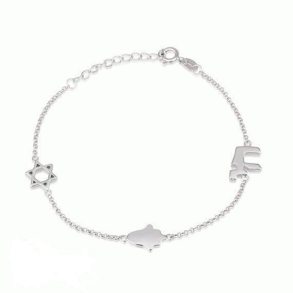 Silver 925 Classic Design Bracelet With TRIPLE Judaica Kabbalah