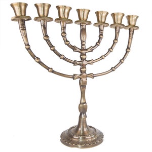 Custom Engraved Antique Copper 12 Inch / 30 cm Height Seven Branches Vintage Israel Temple Menorah Vintage Candle Holder + Your Engraving